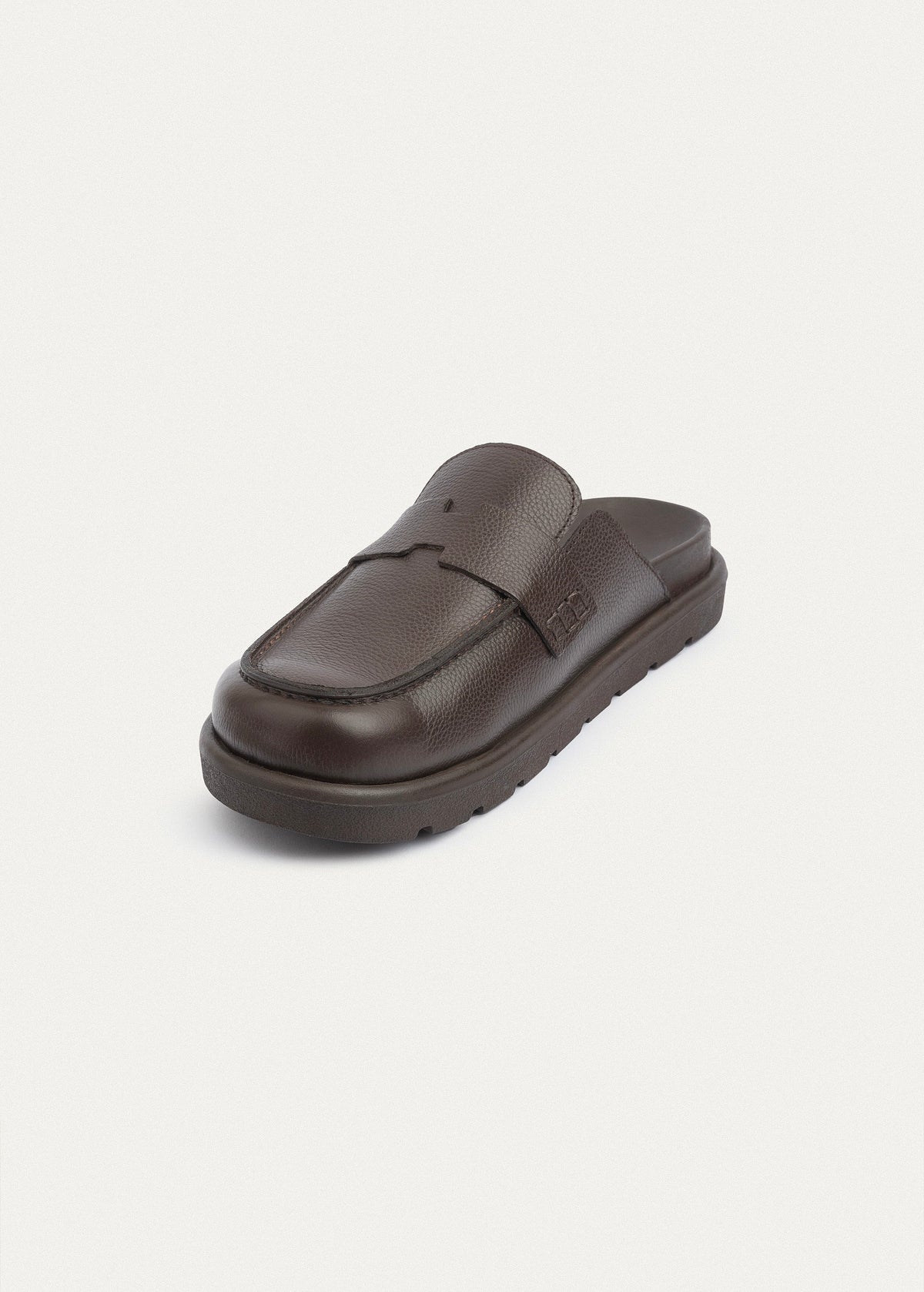 Pebbled Leather Loafer — Brown