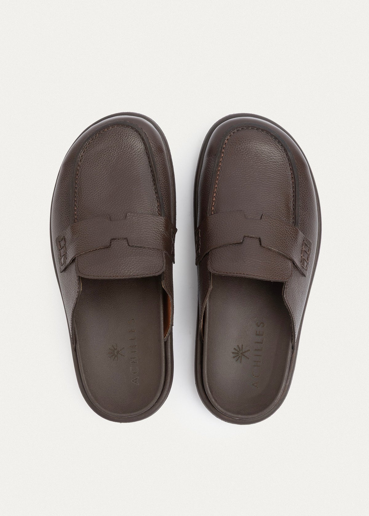 Pebbled Leather Loafer — Brown