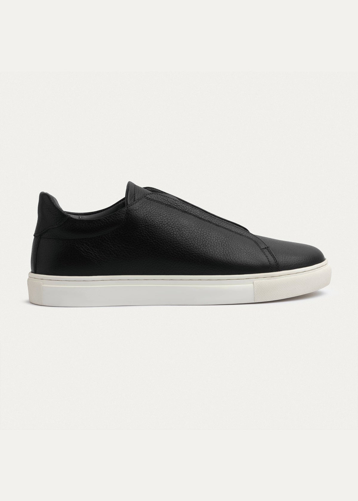 Textured Leather Slip-On Sneaker — Black