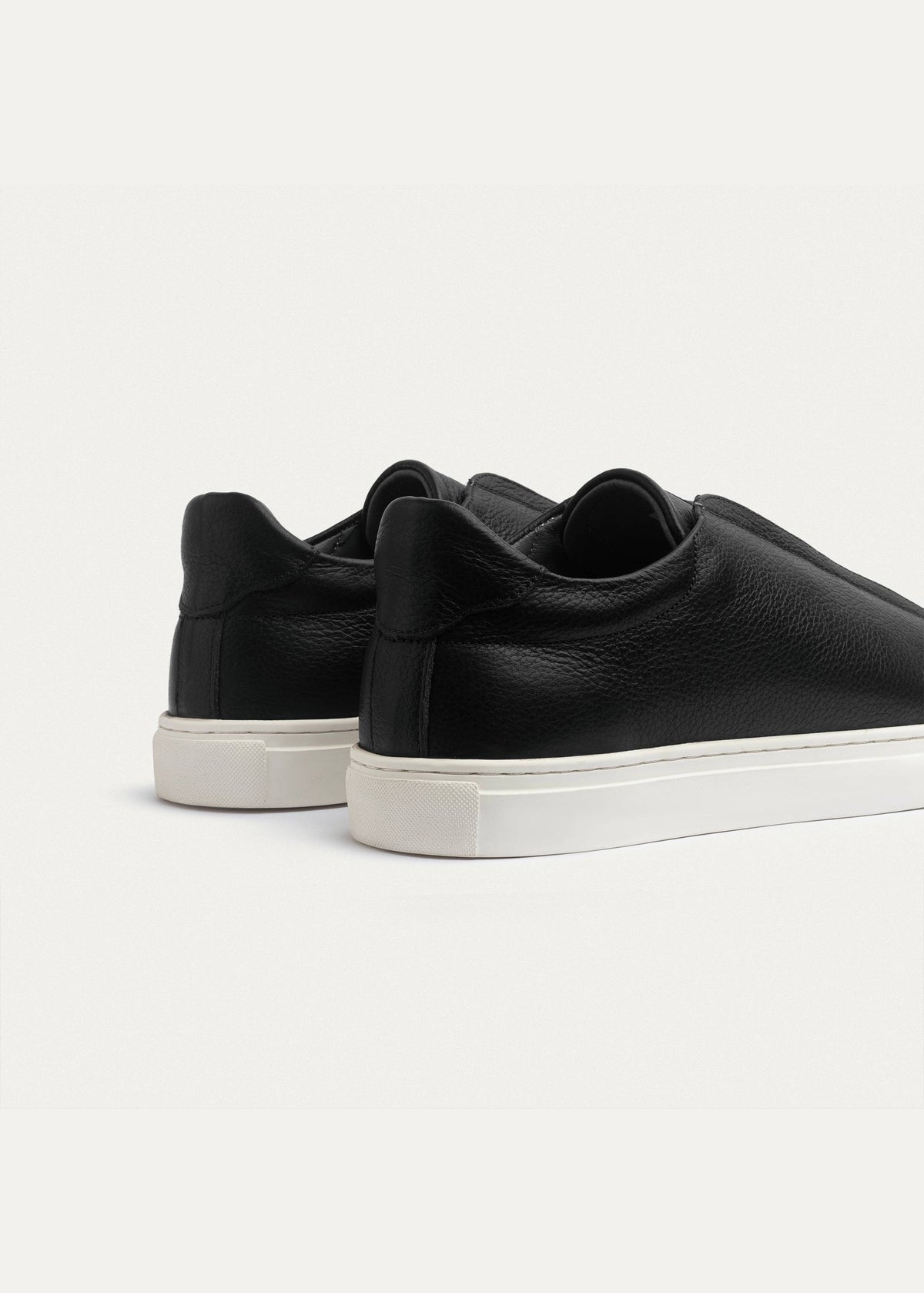 Textured Leather Slip-On Sneaker — Black
