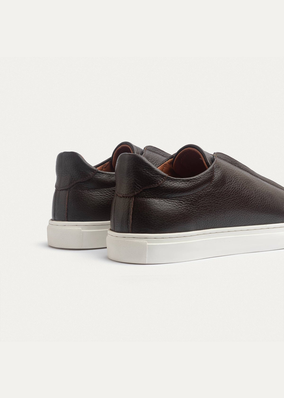 Textured Leather Slip-On Sneaker — Brown