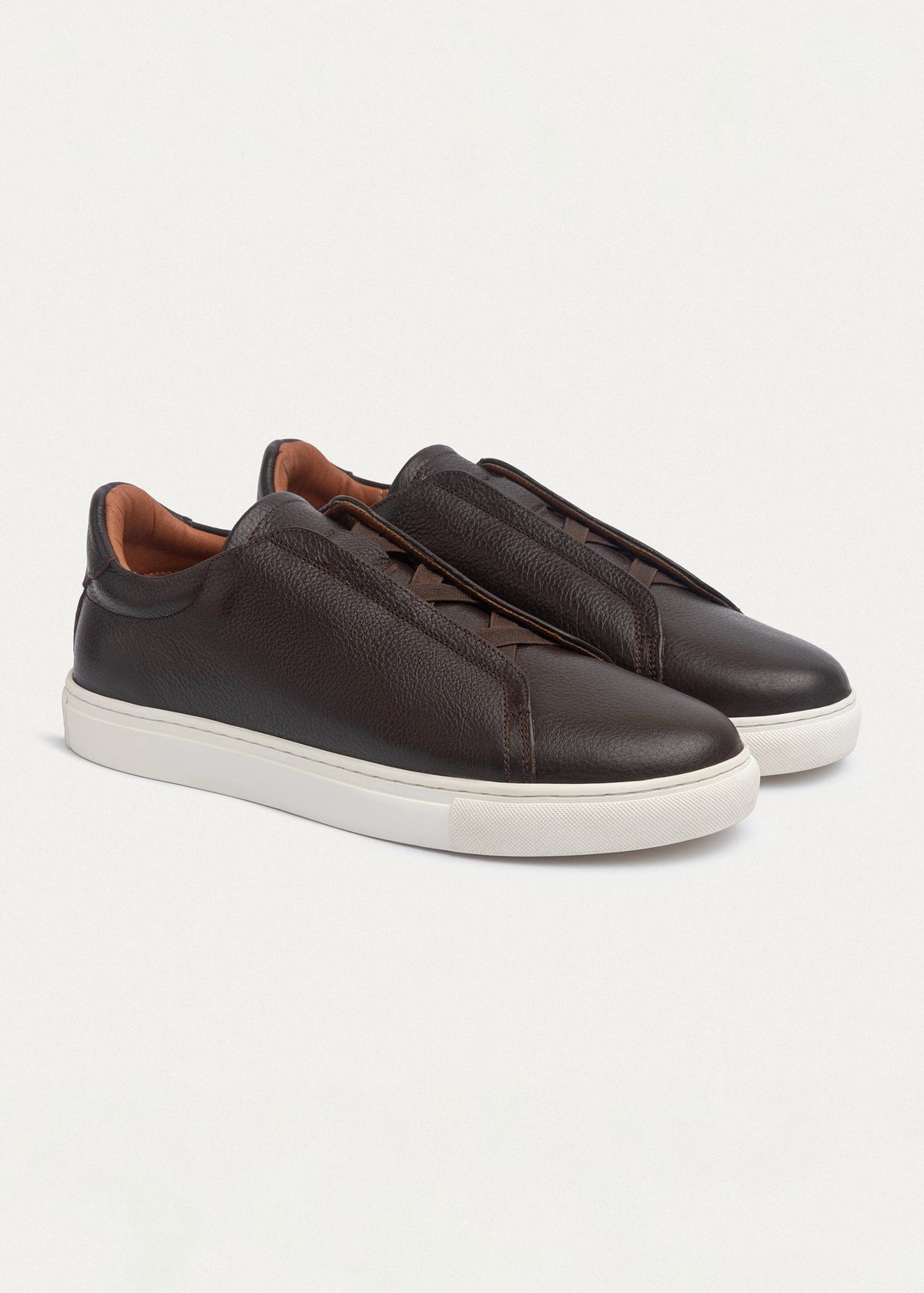 Textured Leather Slip-On Sneaker — Brown