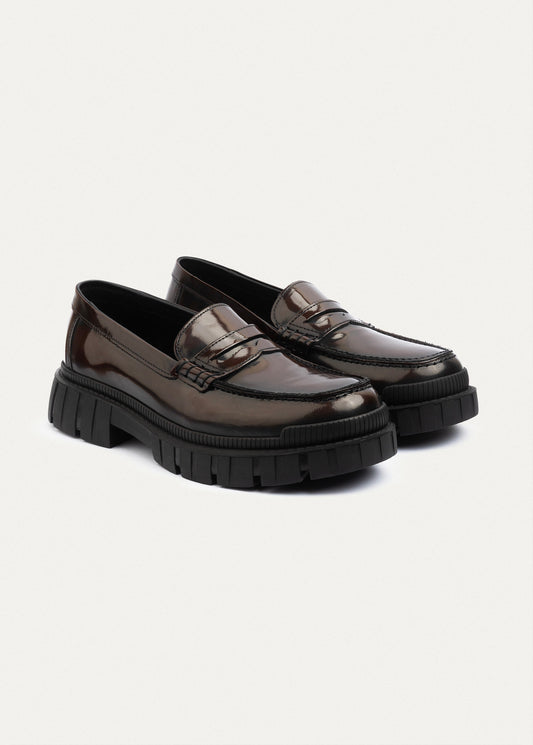 Patent Leather Loafer — Brown