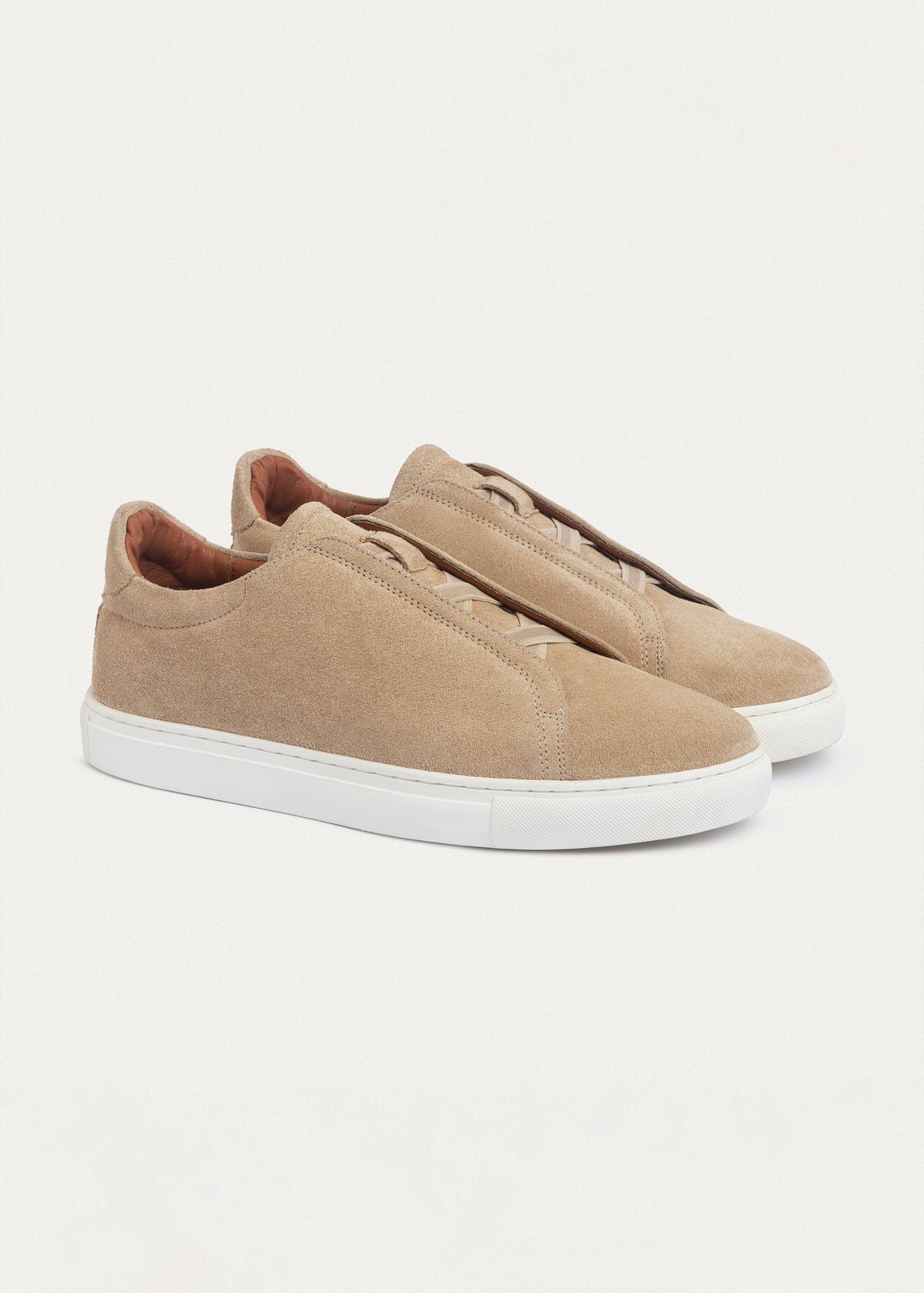 Leather Slip-On Sneaker — Beige