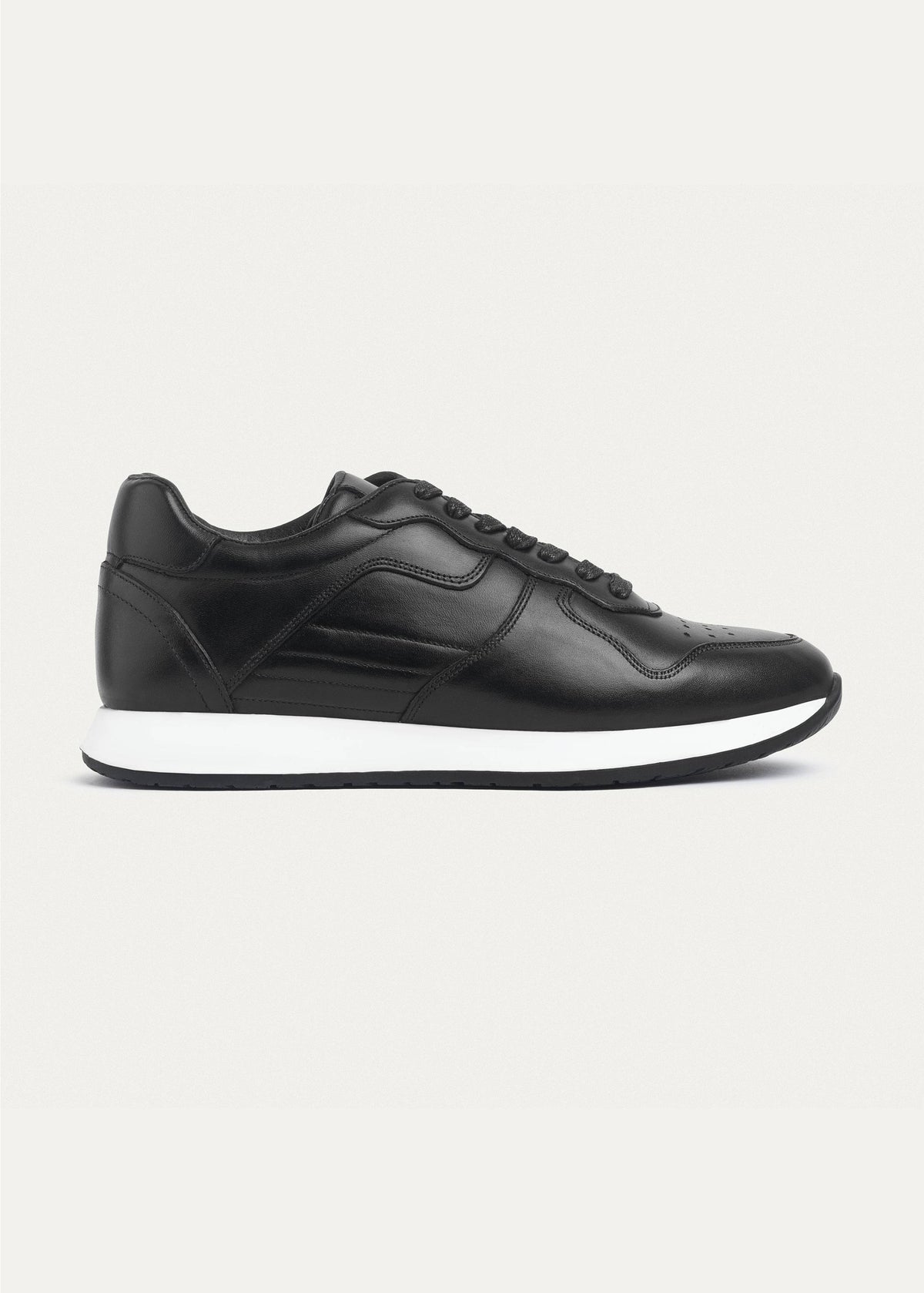 Leather Court Sneaker — Black