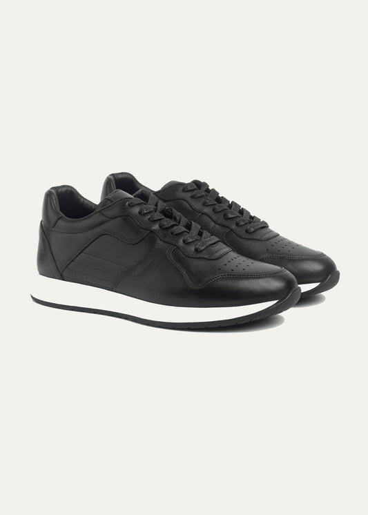 Leather Court Sneaker — Black