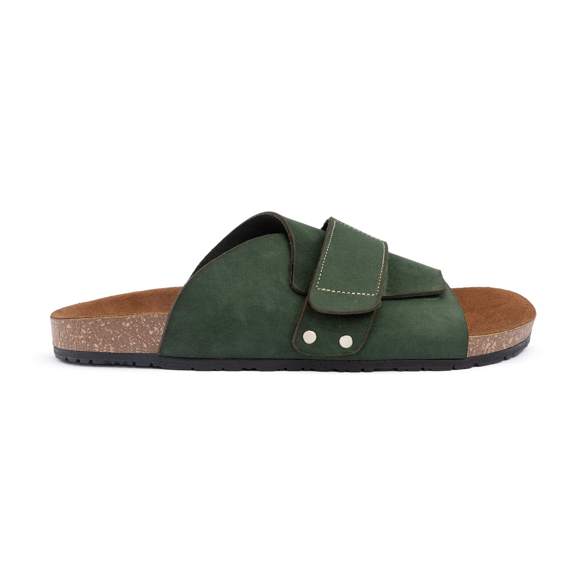 Suede Strap Slide — Olive
