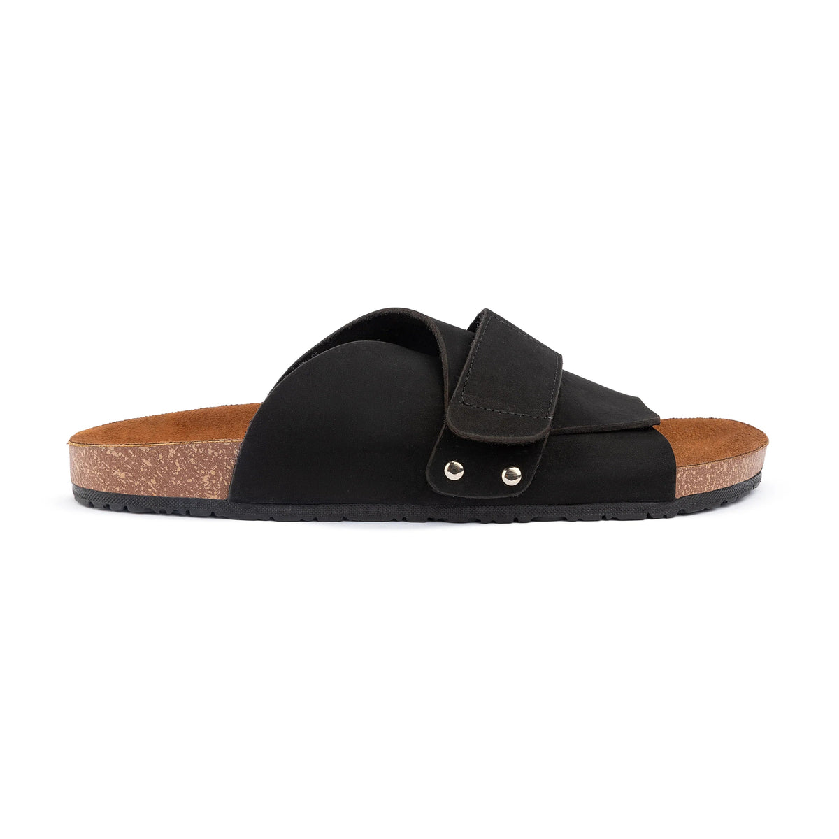 Suede Strap Slide — Black