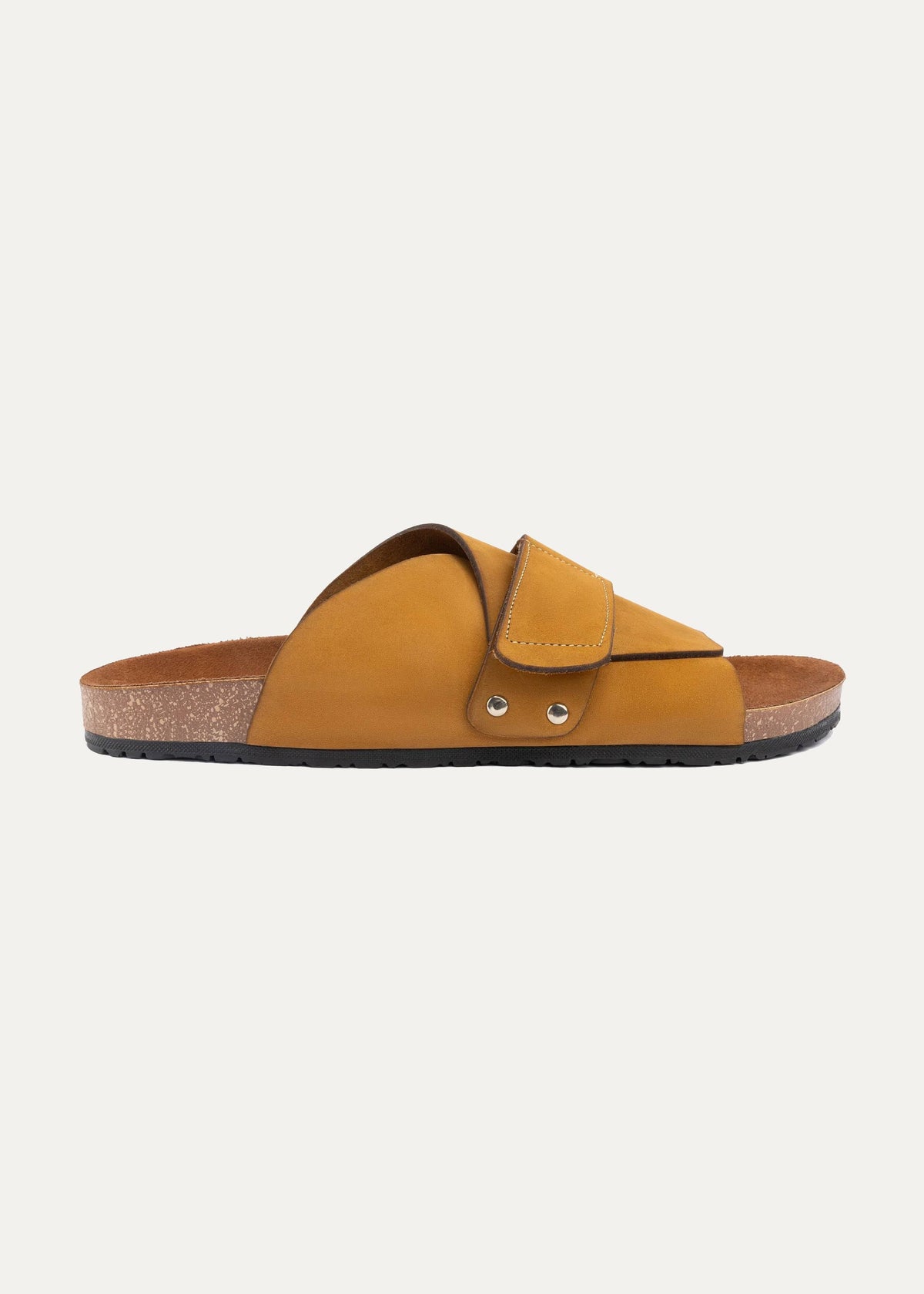 Suede Strap Slide — Light Brown