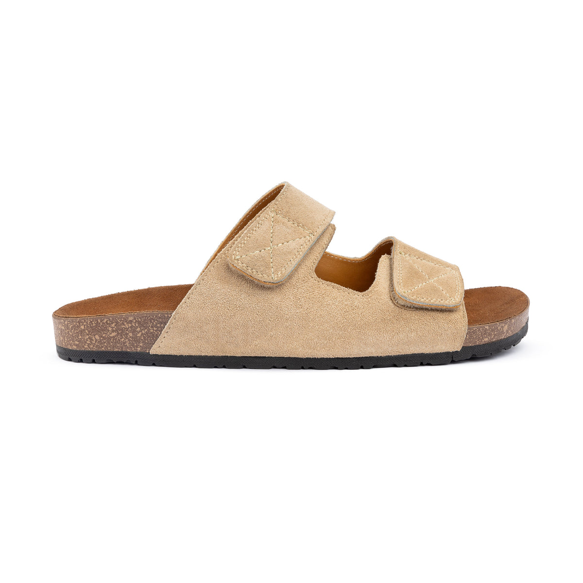 Double Leather Soft Footbed Sandal — Beige