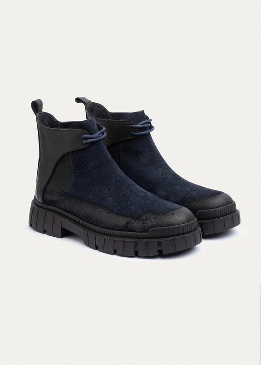 Suede Chelsea Boot — Navy Blue