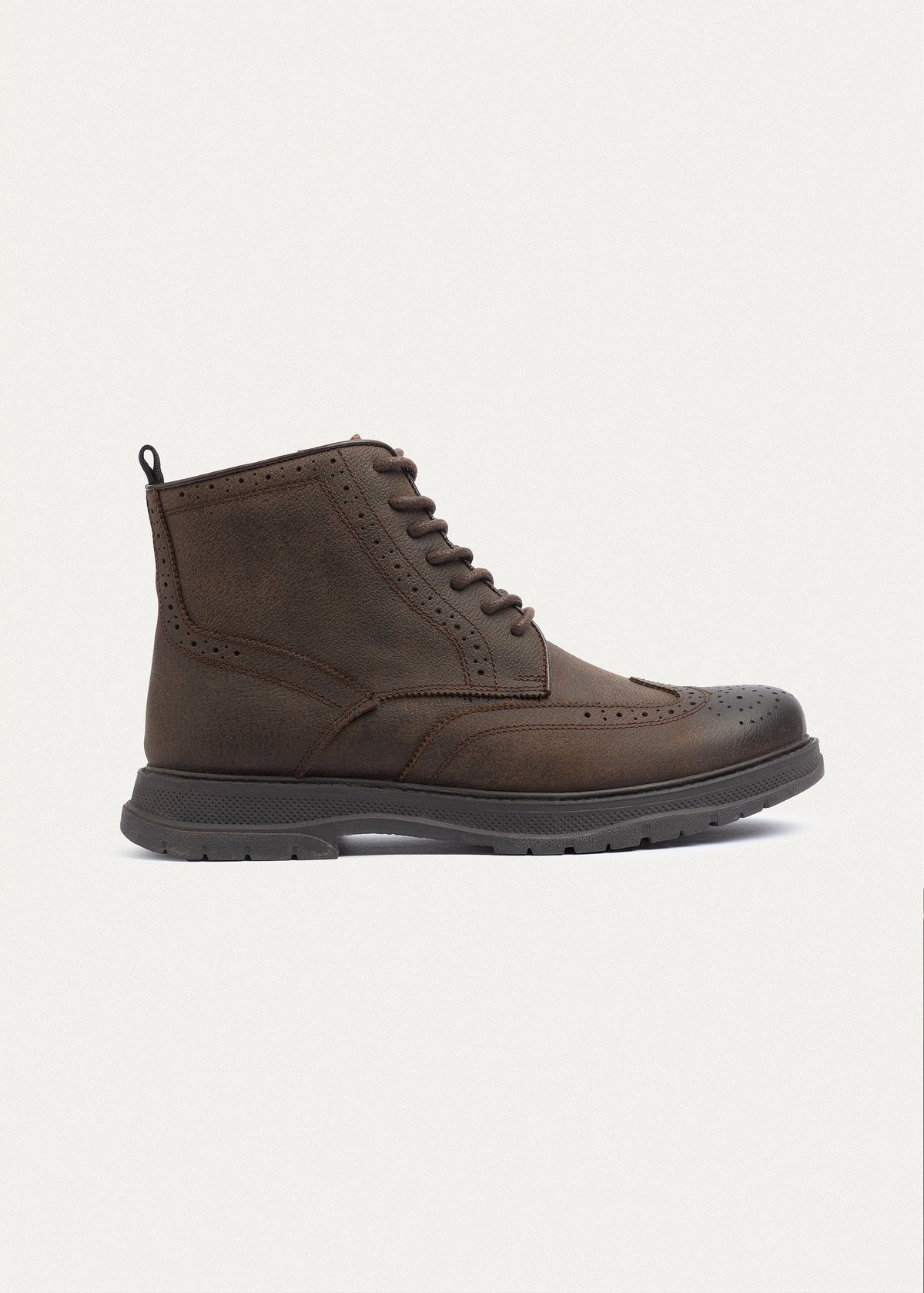 Oiled Leather Brogue Boot — Brown