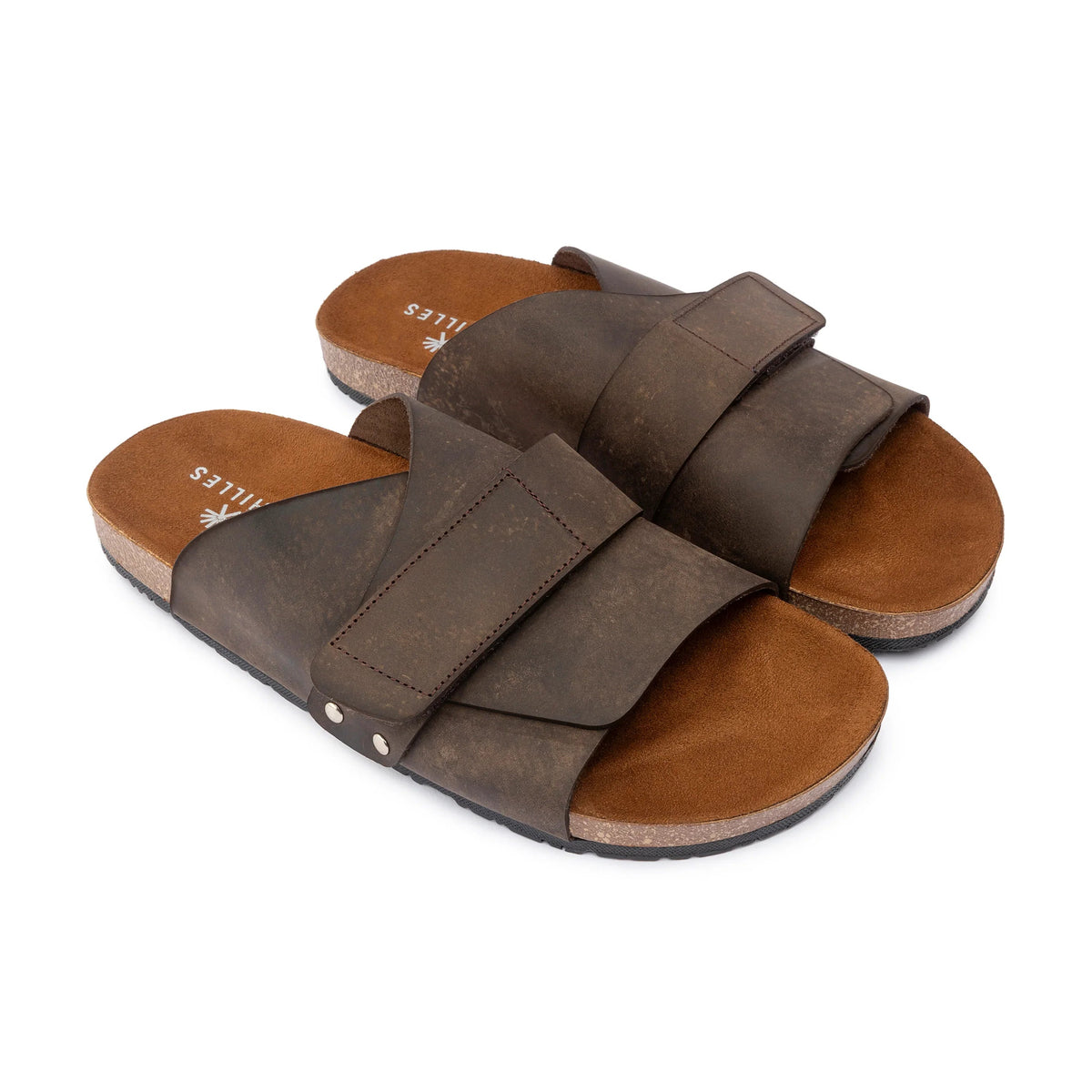 Suede Strap Slide — Brown