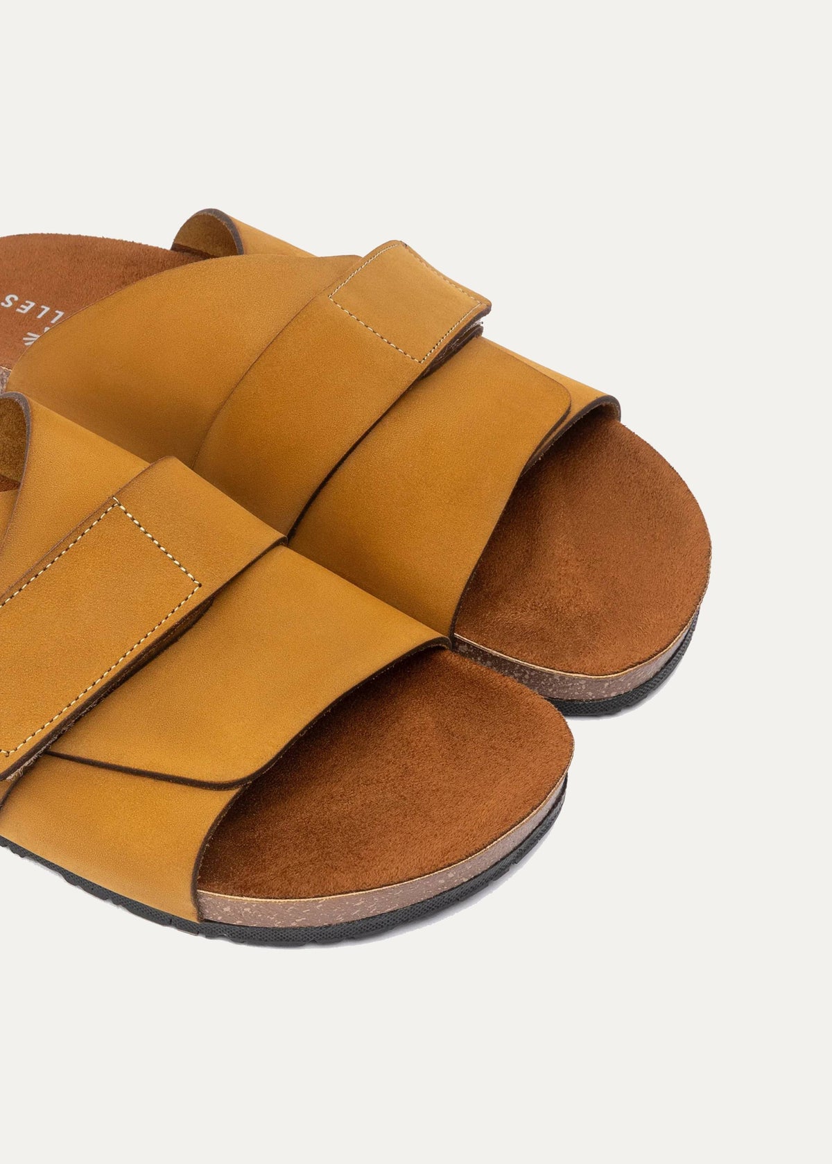 Suede Strap Slide — Light Brown