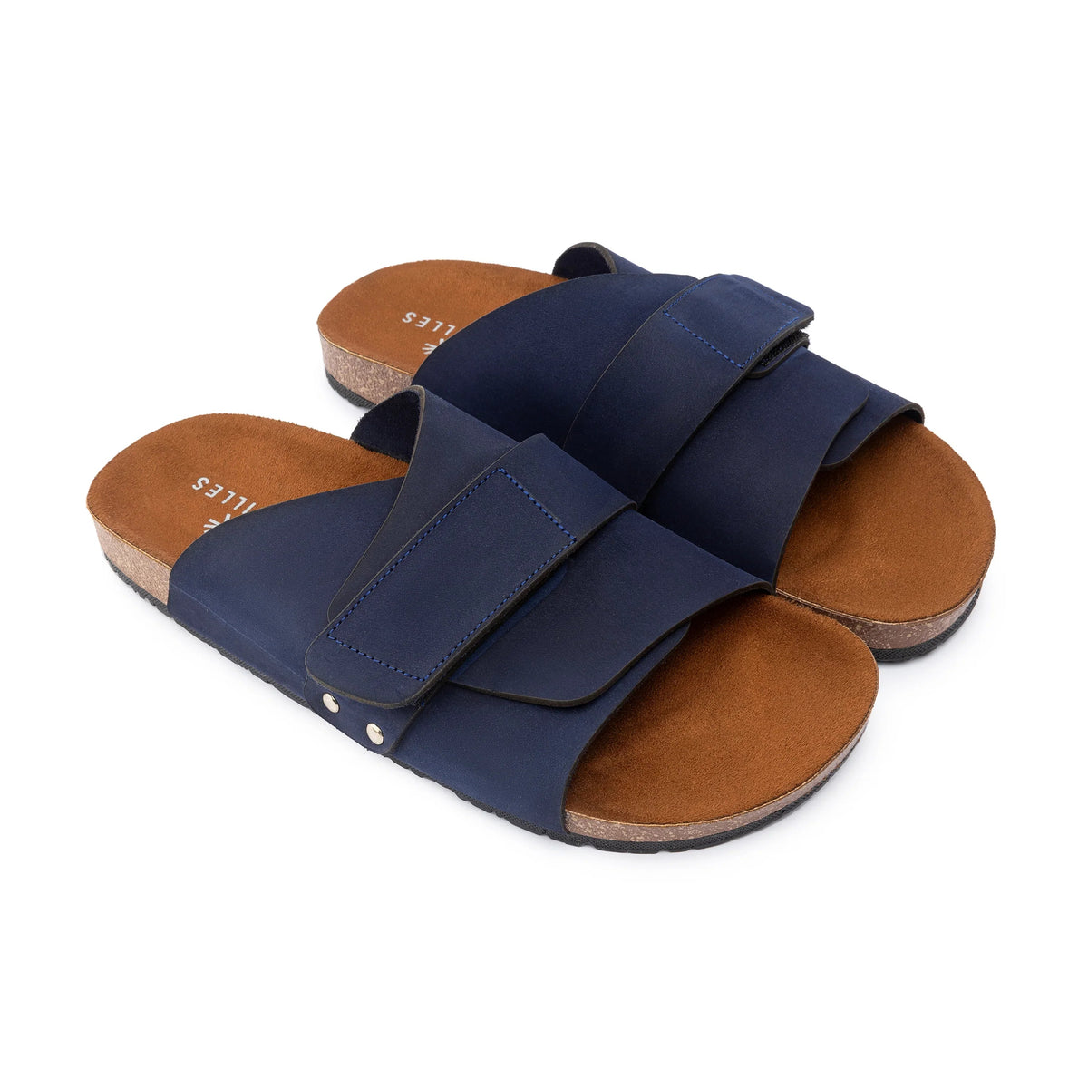 Suede Strap Slide — Navy Blue