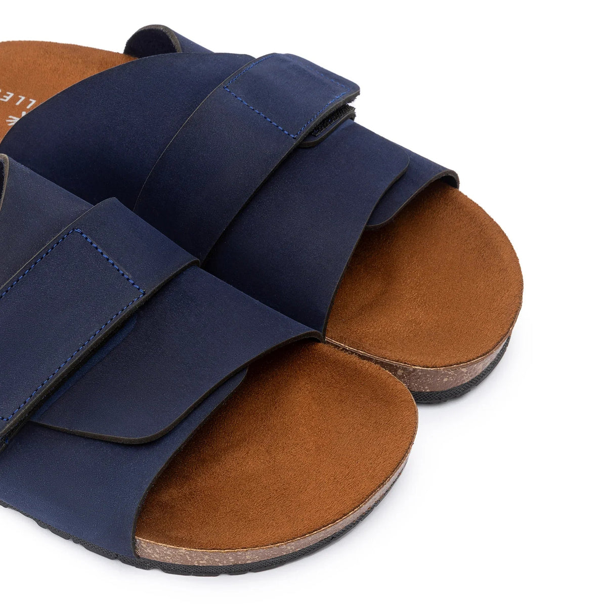 Suede Strap Slide — Navy Blue