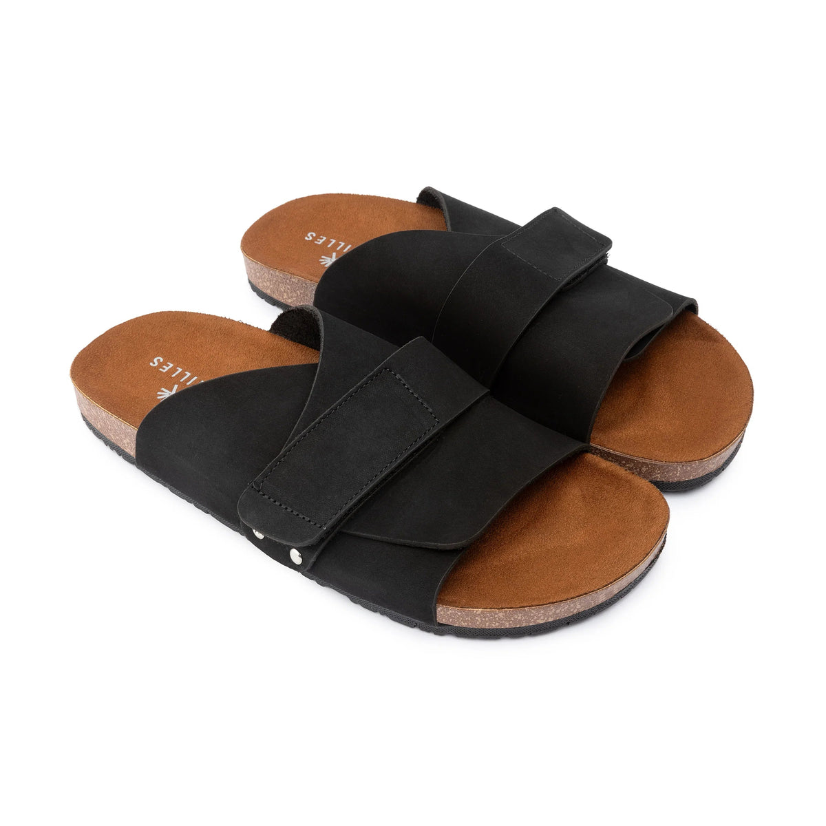 Suede Strap Slide — Black