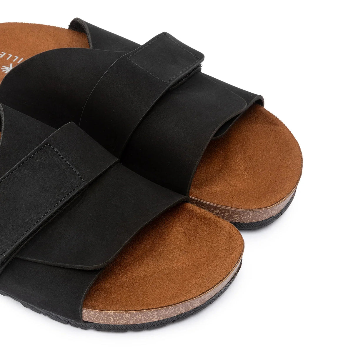 Suede Strap Slide — Black