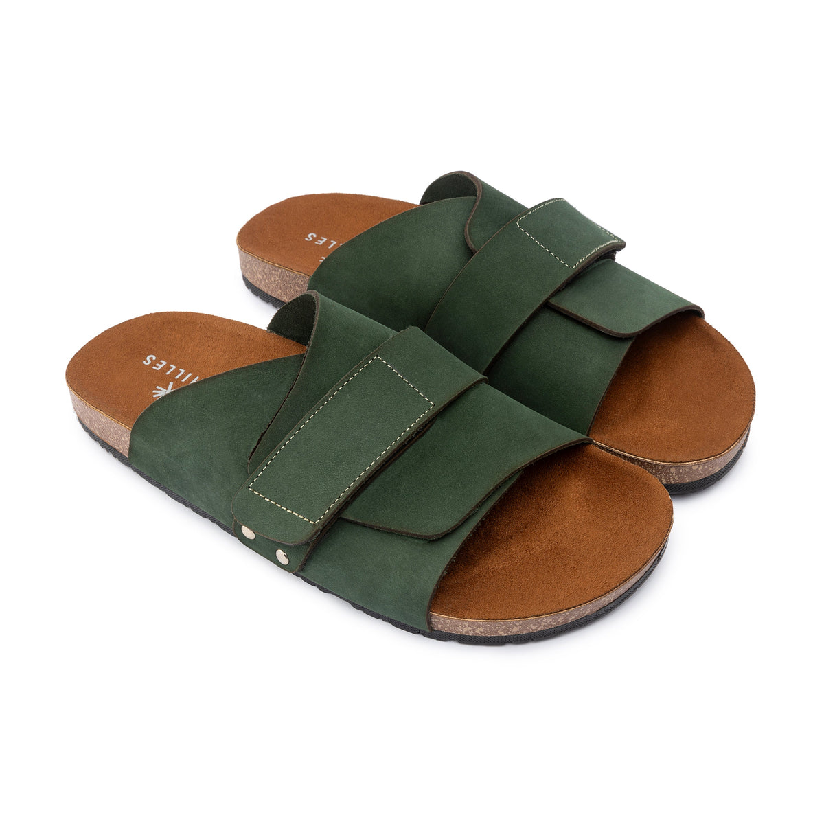 Suede Strap Slide — Olive
