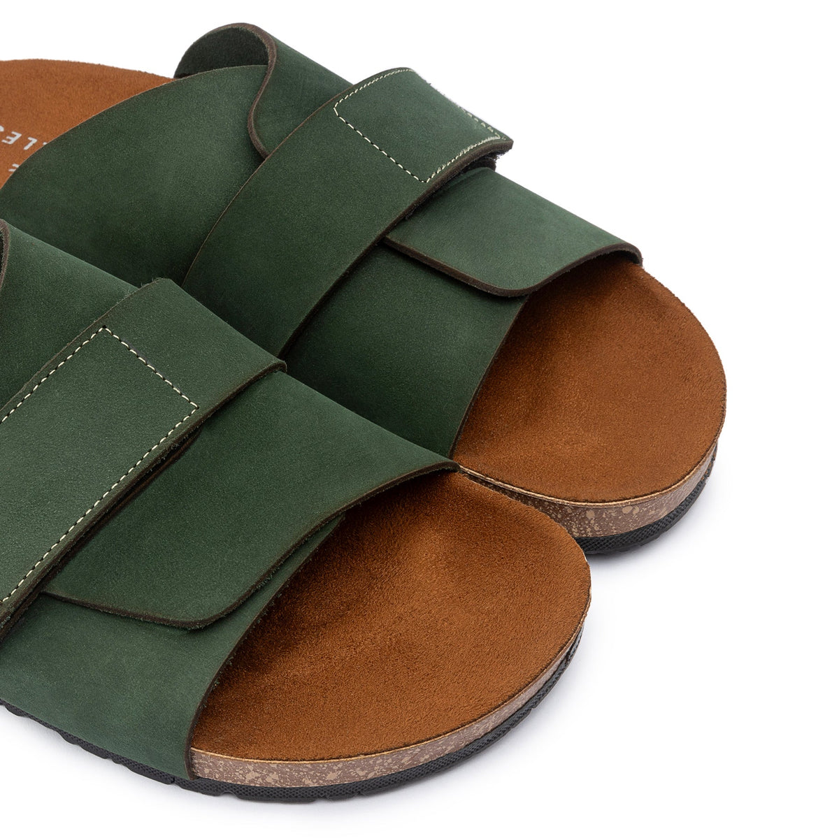 Suede Strap Slide — Olive