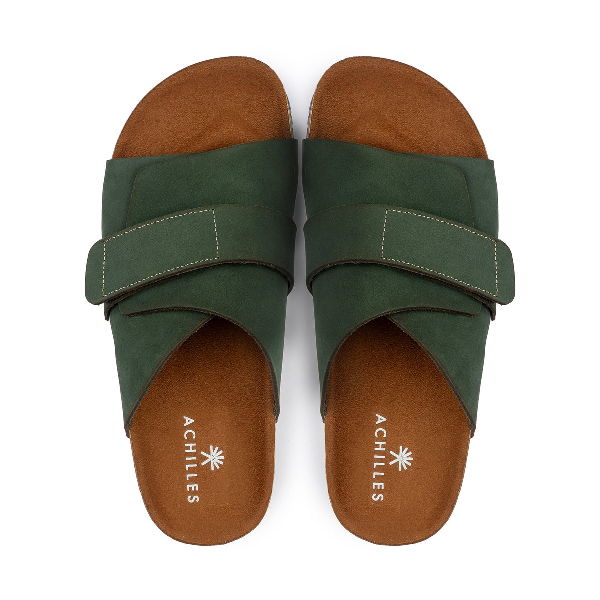 Suede Strap Slide — Olive
