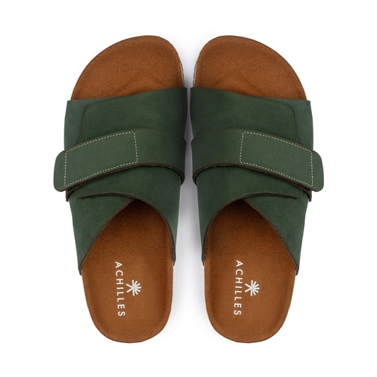 Suede Strap Slide — Olive