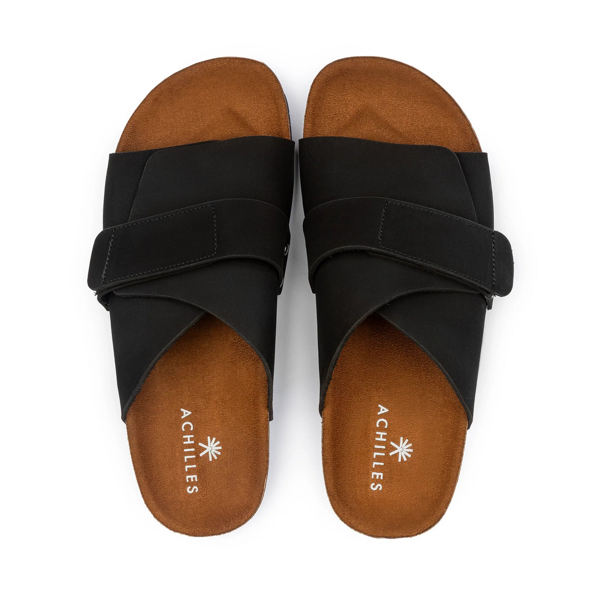 Suede Strap Slide — Black