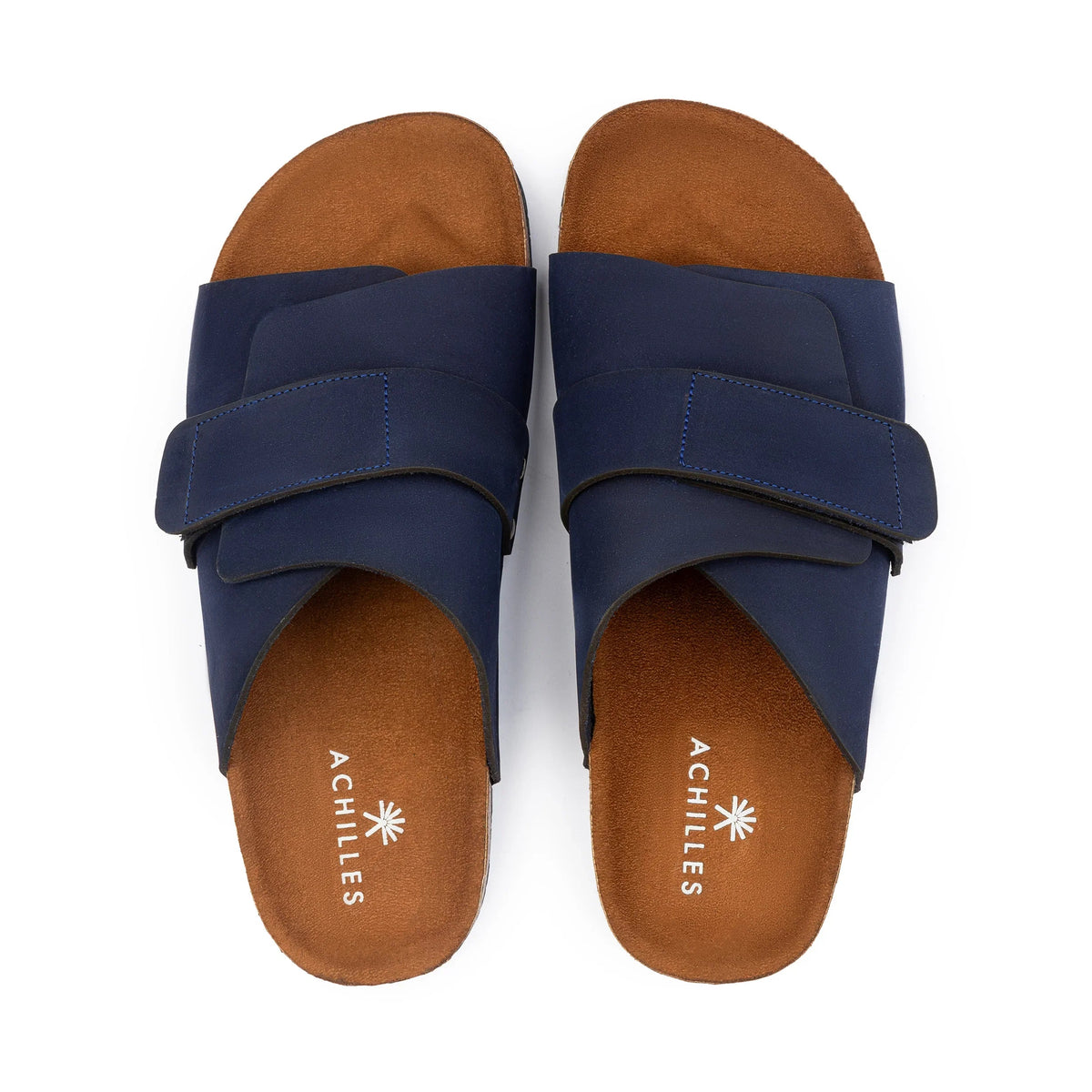 Suede Strap Slide — Navy Blue