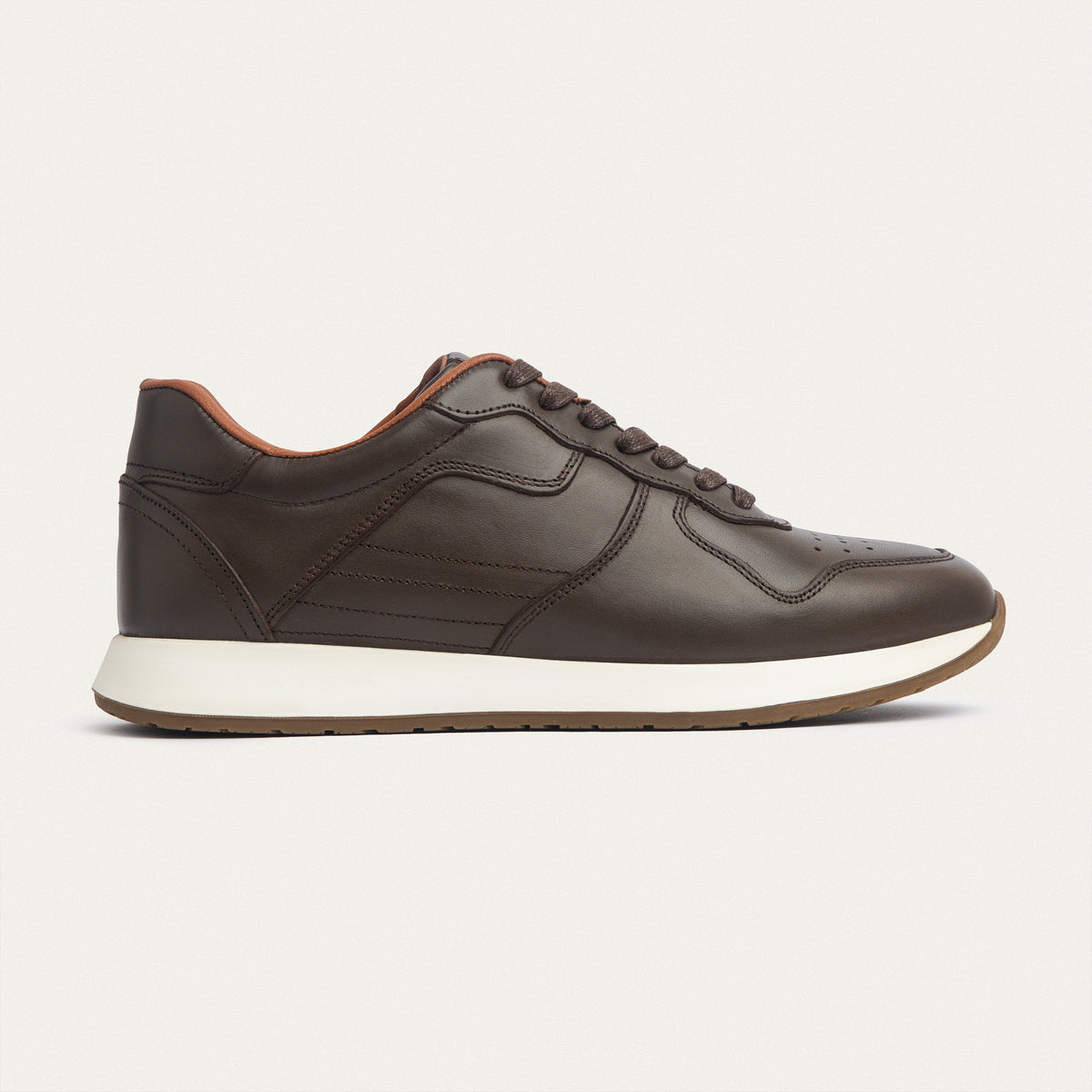 Leather Court Sneaker — Brown
