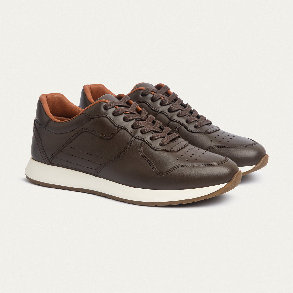 Leather Court Sneaker — Brown