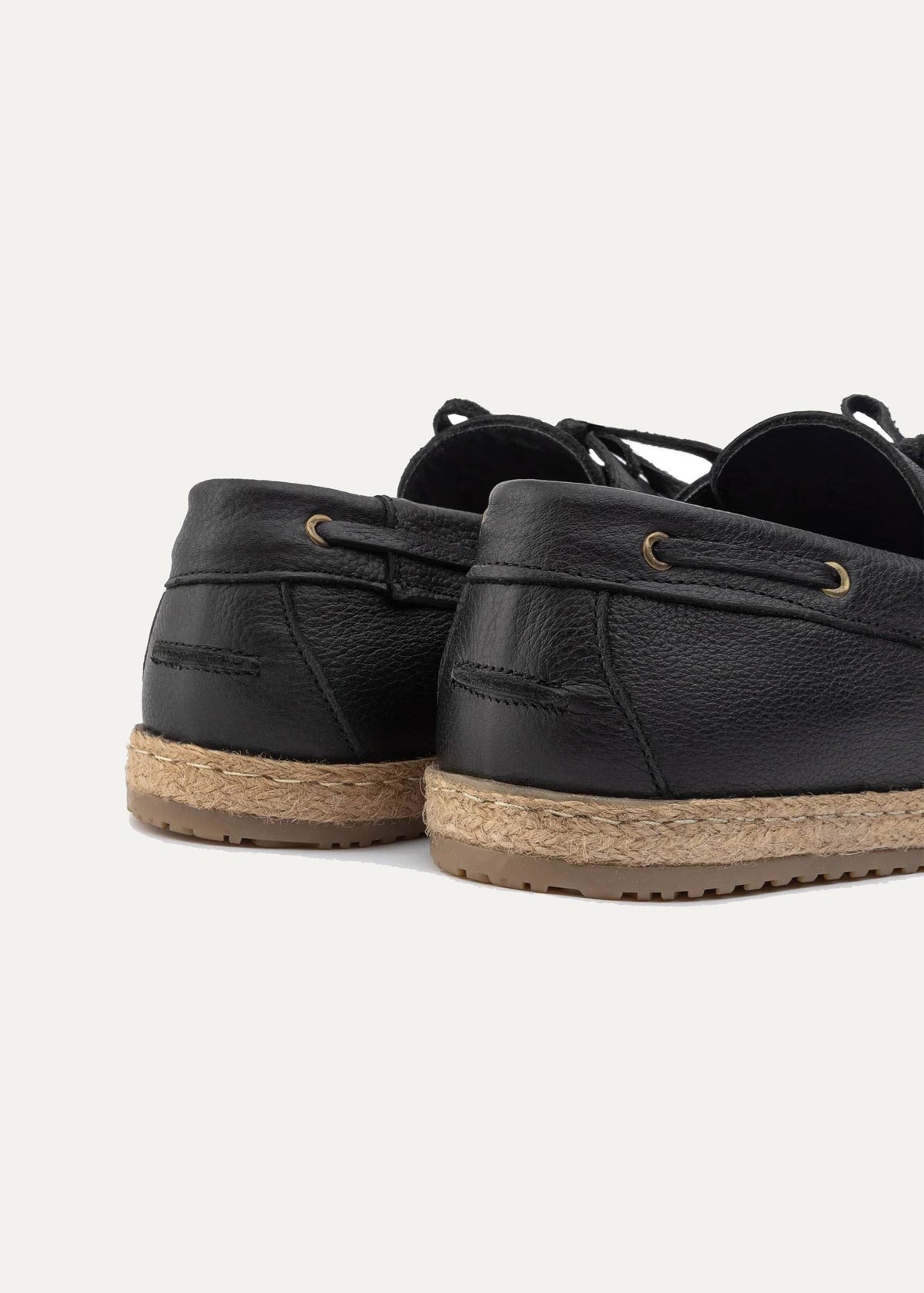 Leather Boat Espadrille — Black