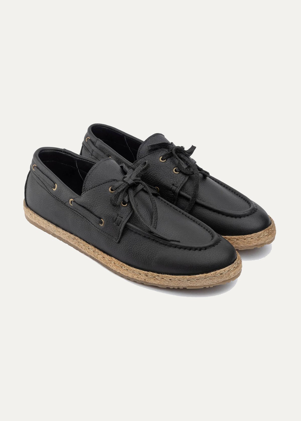 Leather Boat Espadrille — Black