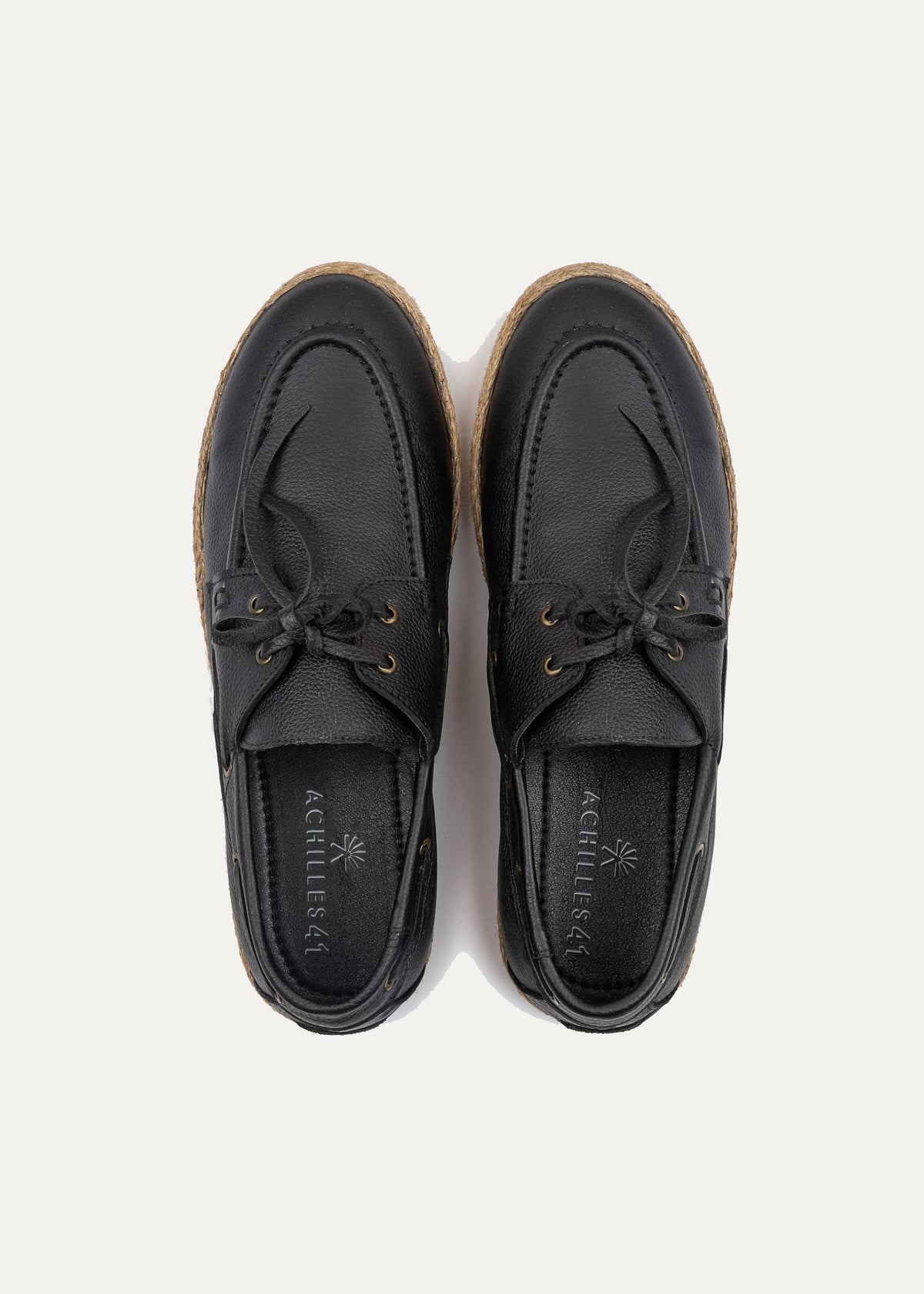 Leather Boat Espadrille — Black