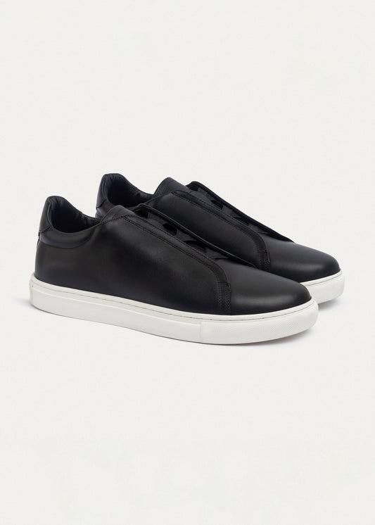 Leather Slip-On Sneaker — Black