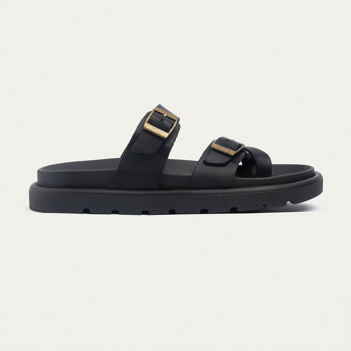 Urban Leather Soft Footbed Sandal — Black