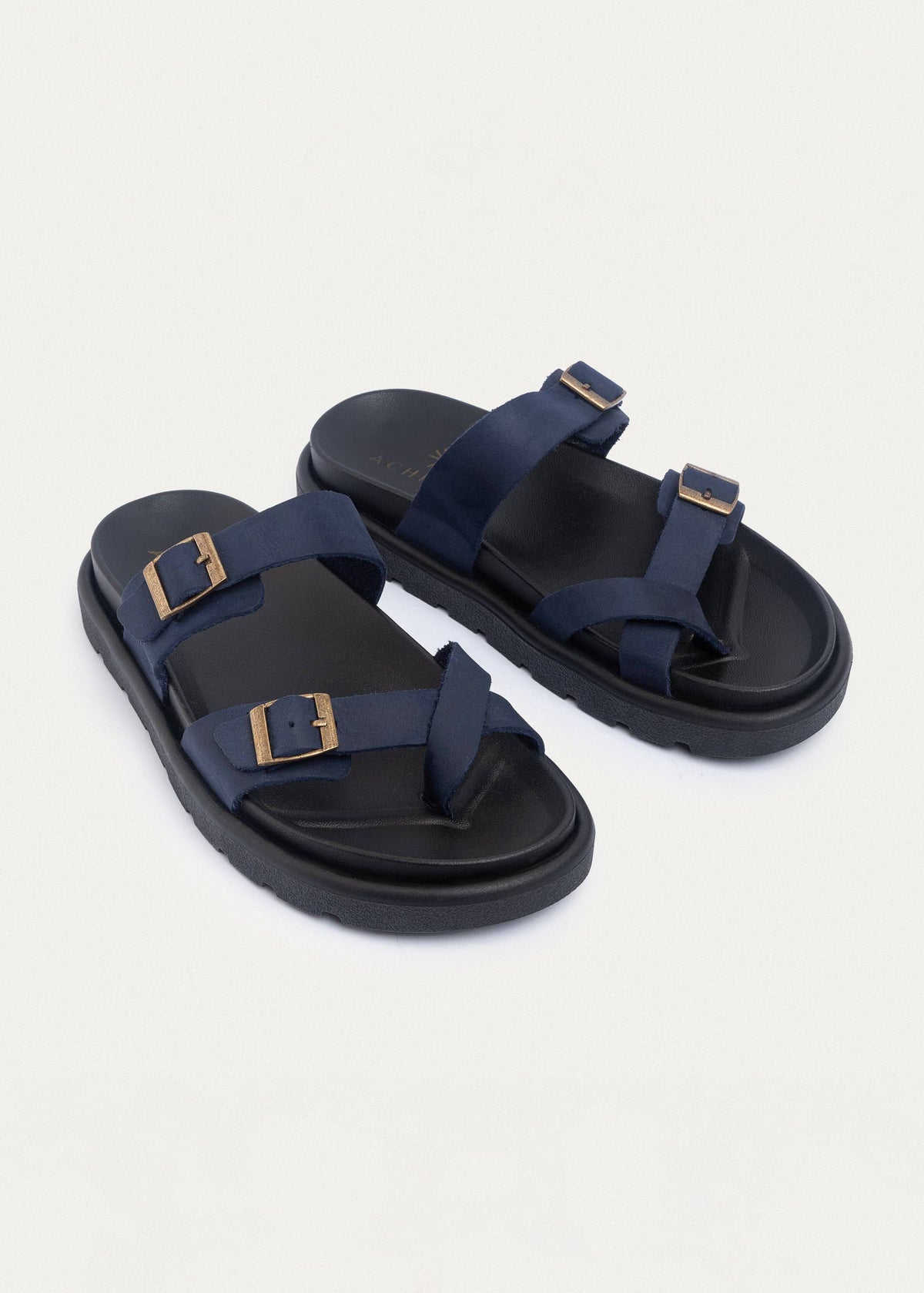Urban Leather Soft Footbed Sandal — Navy Blue
