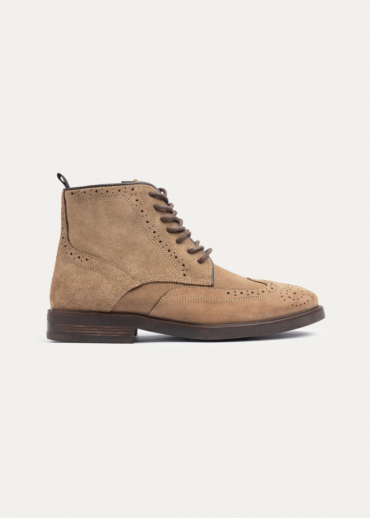Leather Lace-Up Half Boot — Cafe