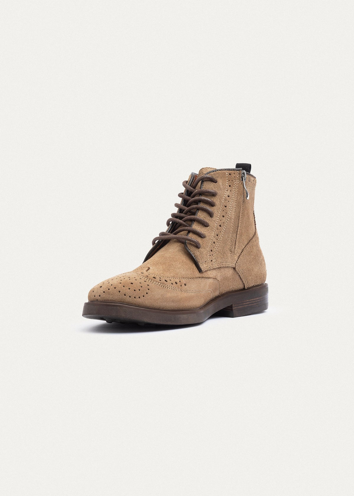 Leather Lace-Up Half Boot — Cafe