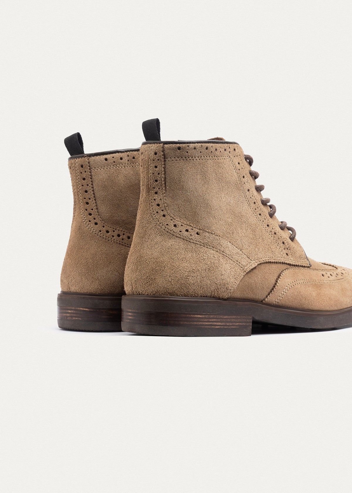 Leather Lace-Up Half Boot — Cafe