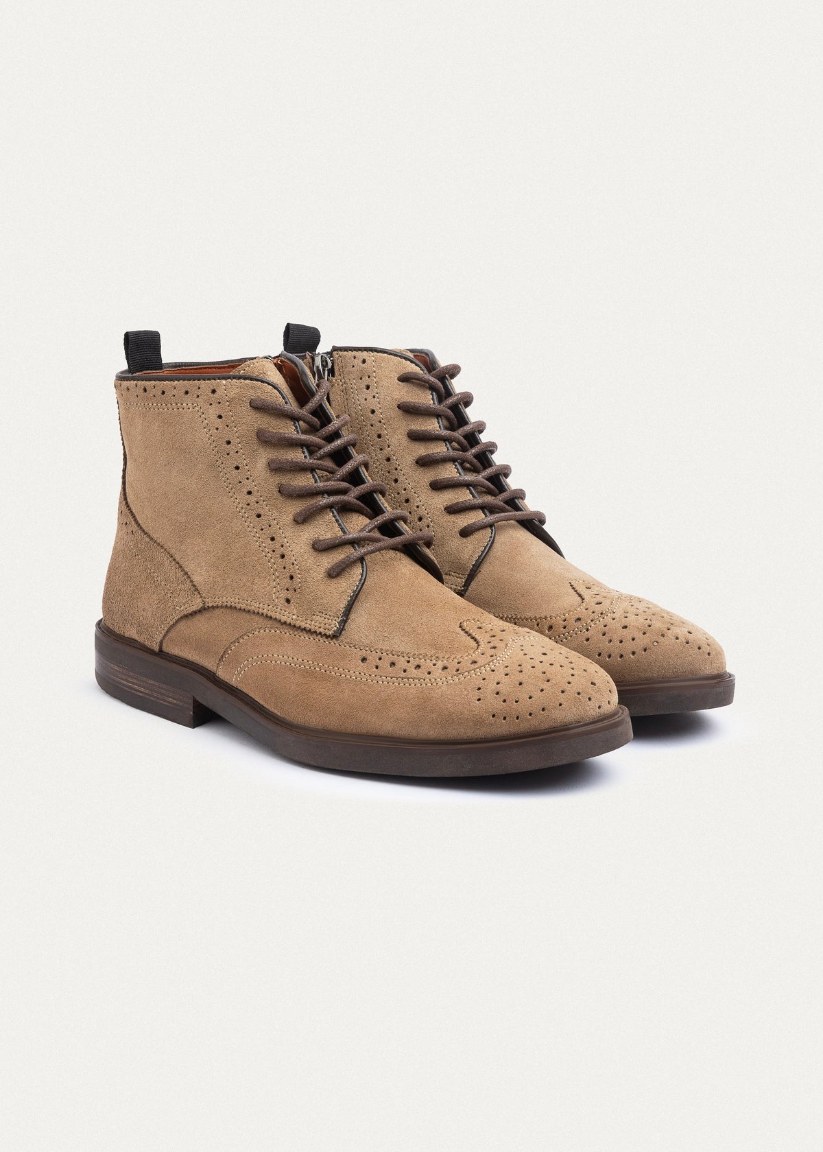 Leather Lace-Up Half Boot — Cafe