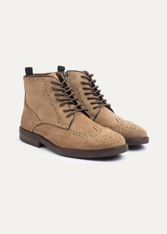 Leather Lace-Up Half Boot — Cafe