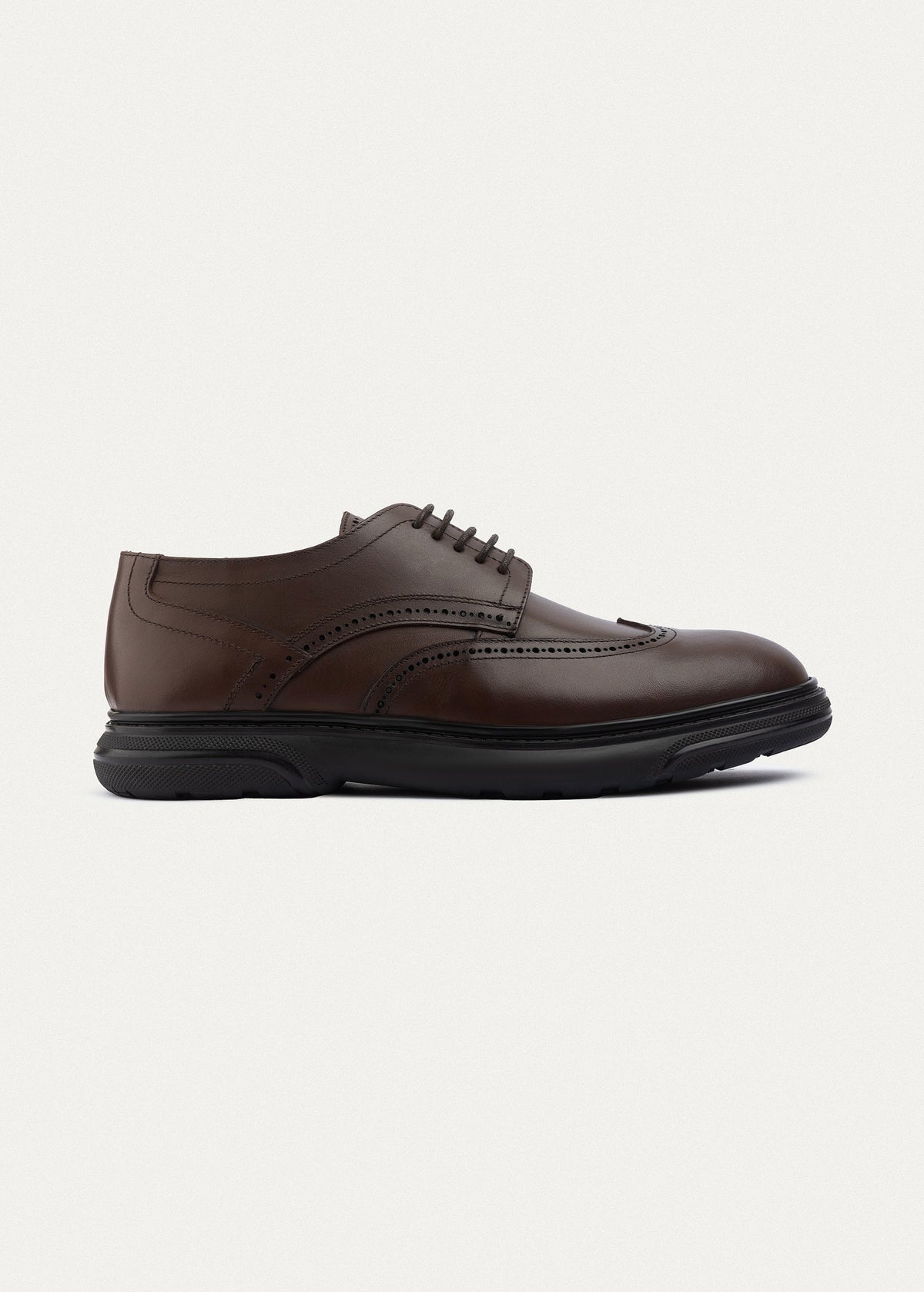 Leather Brogue Shoe — Brown