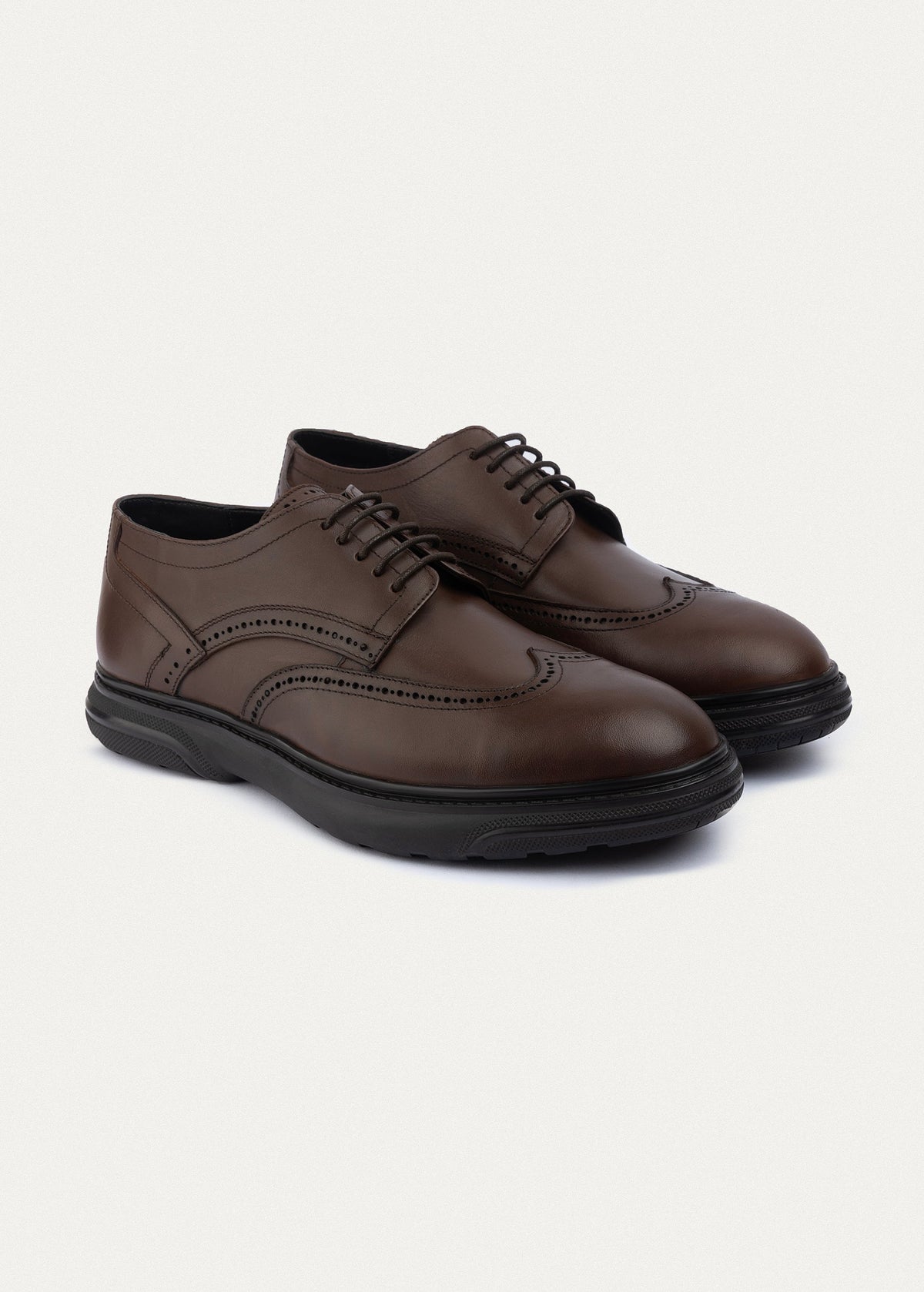 Leather Brogue Shoe — Brown