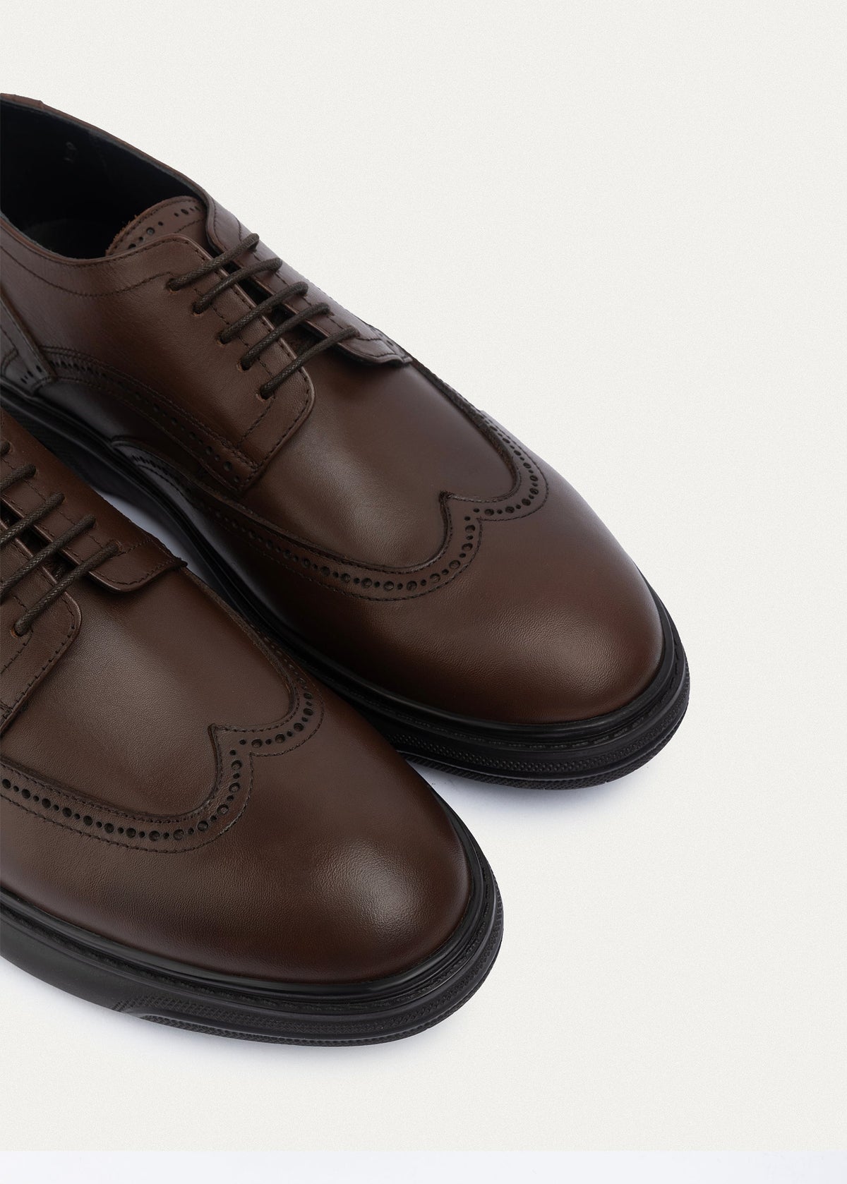 Leather Brogue Shoe — Brown