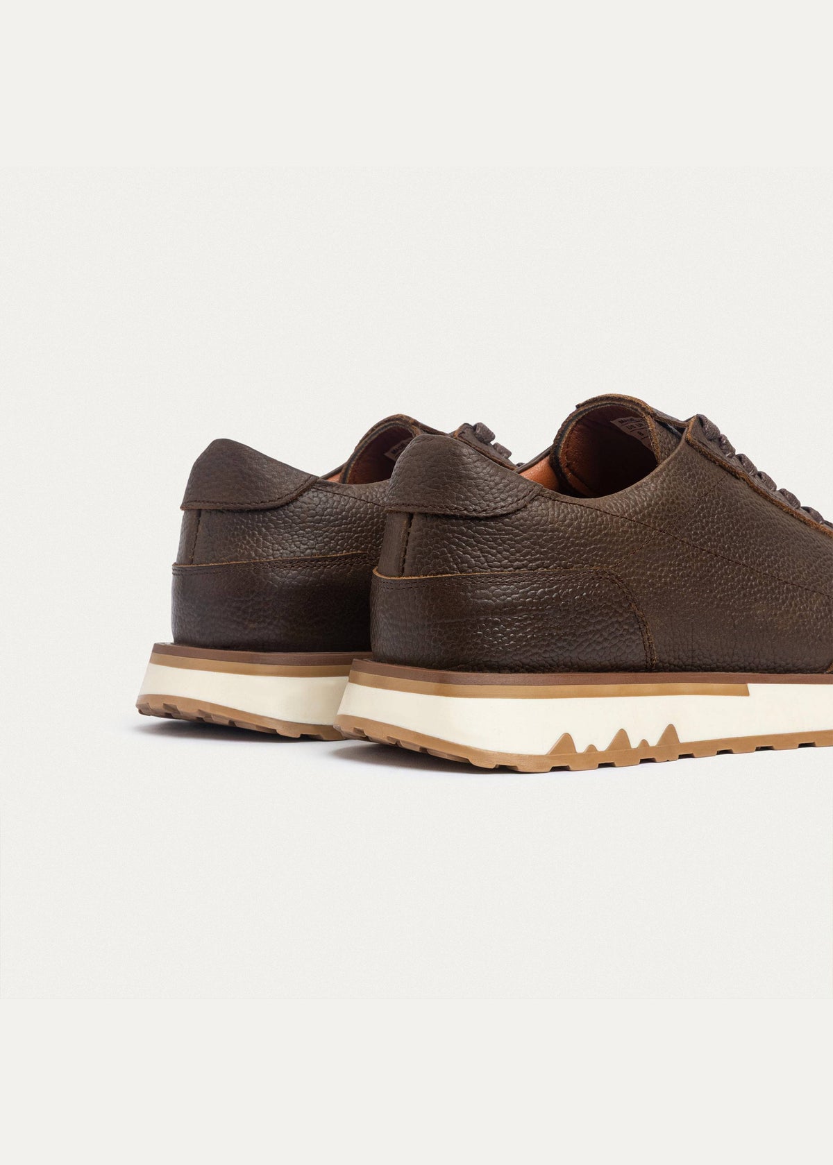Textured Genuine Leather Sneaker — Brown