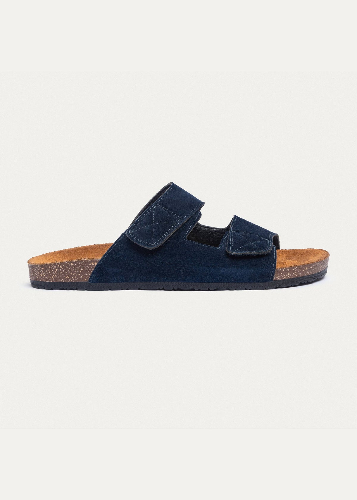 Double Leather Soft Footbed Sandal — Navy Blue