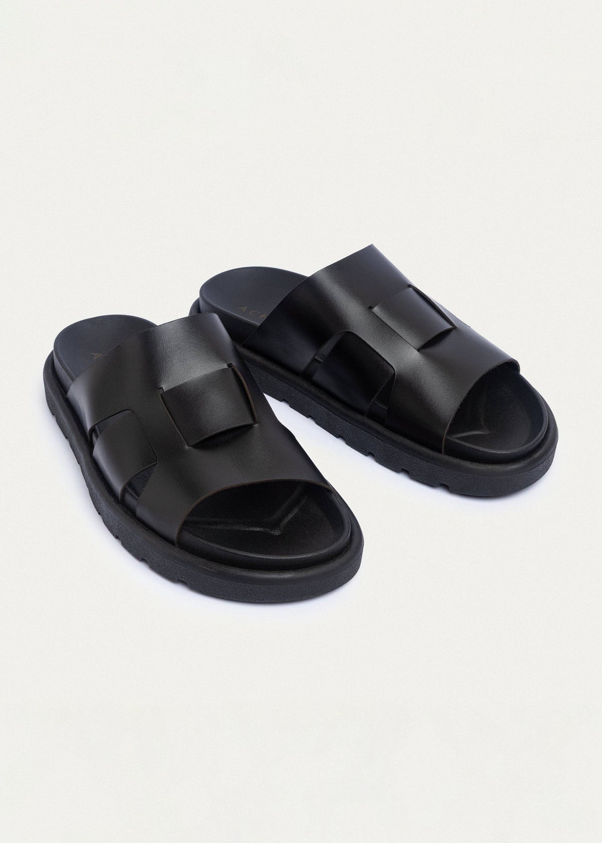 Woven Leather Slide — Black