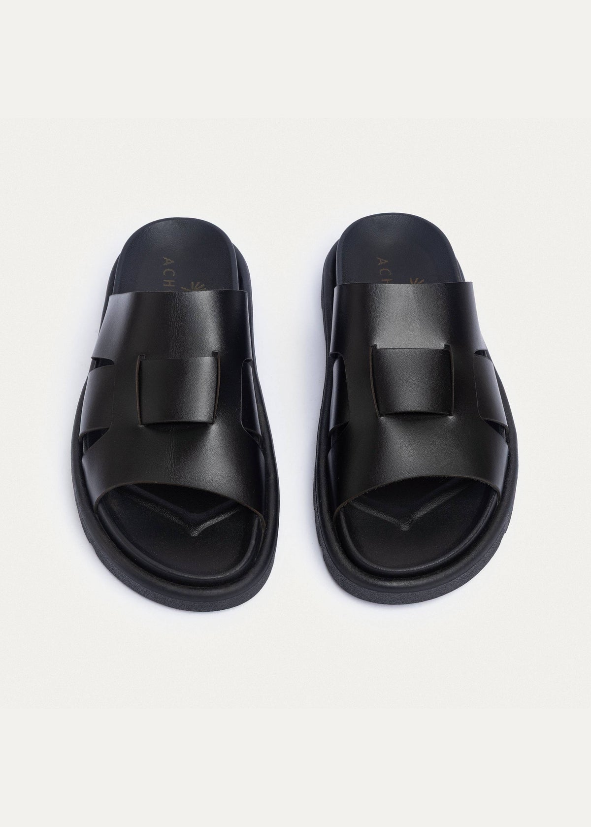 Woven Leather Slide — Black