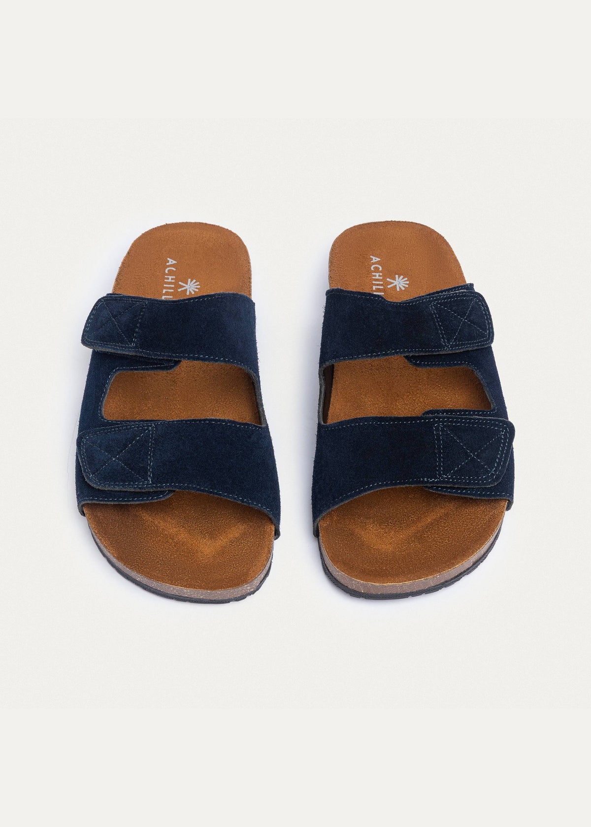 Double Leather Soft Footbed Sandal — Navy Blue