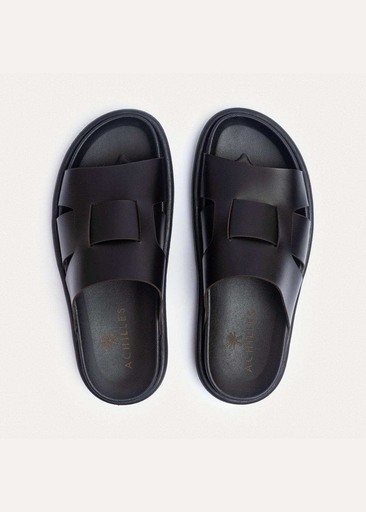 Woven Leather Slide — Black